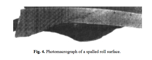 Photomacrograph of a spalled roll surface